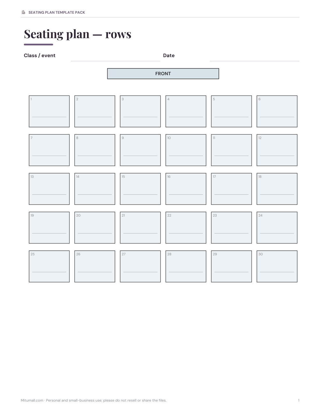 Preview of the first page of Rows layout (PDF)